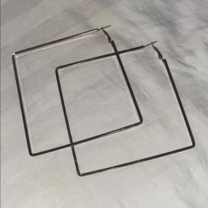 Silver Square Hoop Earrings